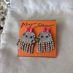 Betsey Johnson Sparkle Ghost earrings NWT